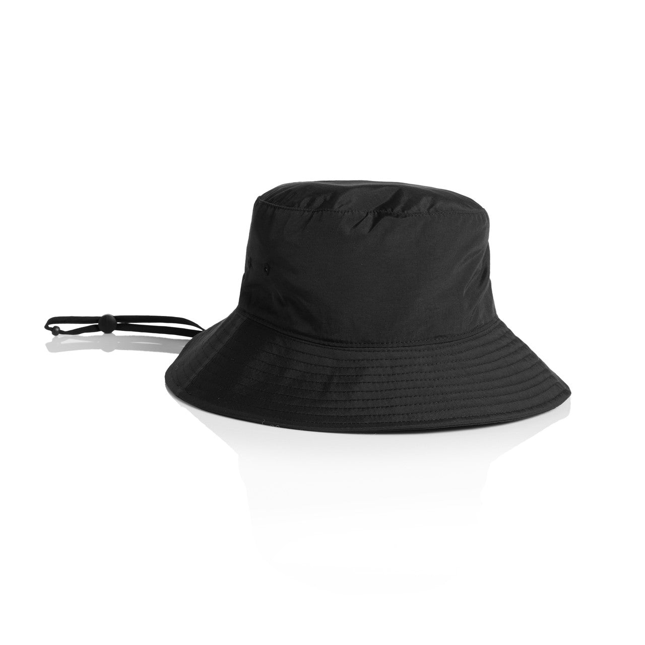 Nylon Wide Brim Bucket Hat - Black
