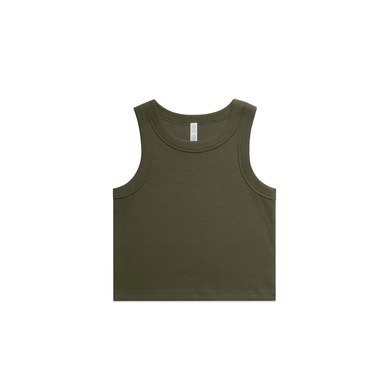Wo's Organic Rib Crop Tank - Army